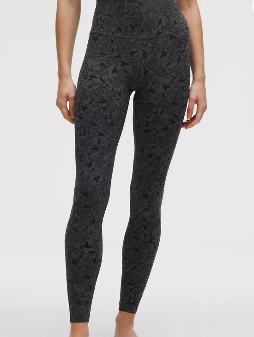 Lululemon Lace Black/Grey Floral-Print Align HR Pant - NWT